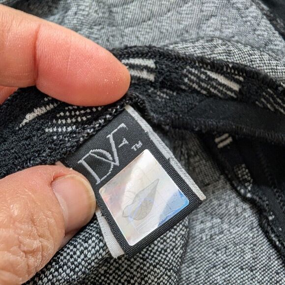 Diane Von Furstenberg Skirt Black White Optic Wool Blend Knit Stretchy Skirt 10 - Picture 5 of 6